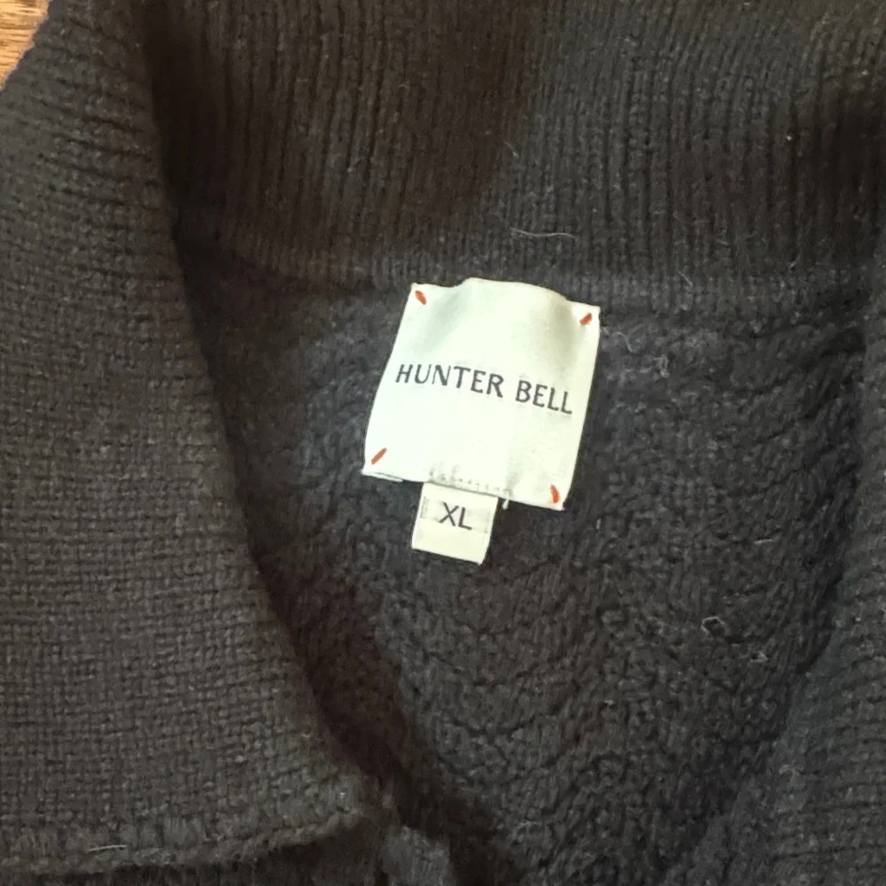 HUNTER BELL Black Scalloped Knit Polo Top - Picture 2 of 5